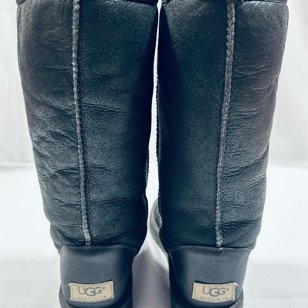 UGG Pewter Metallic Classic Tall Shearling Boots - Sz W5 - Rare Style 5823 - Picture 9 of 11